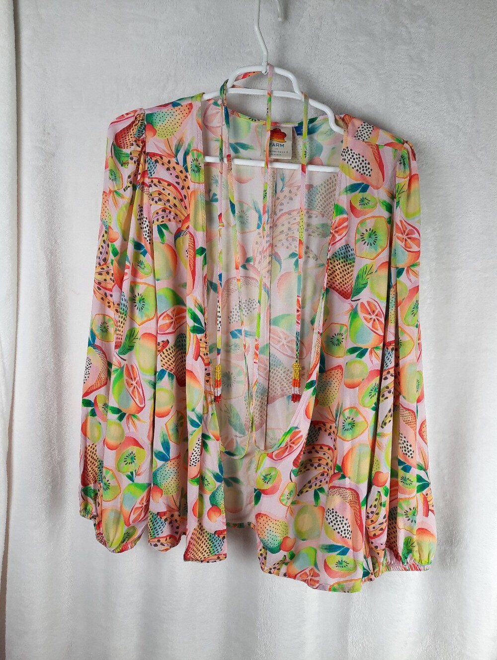 FARM Rio Anthropologie Citrus & Kiwi Wrap Top - Picture 9 of 16
